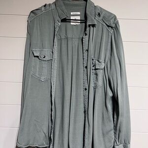 Green Button-Up Shirt